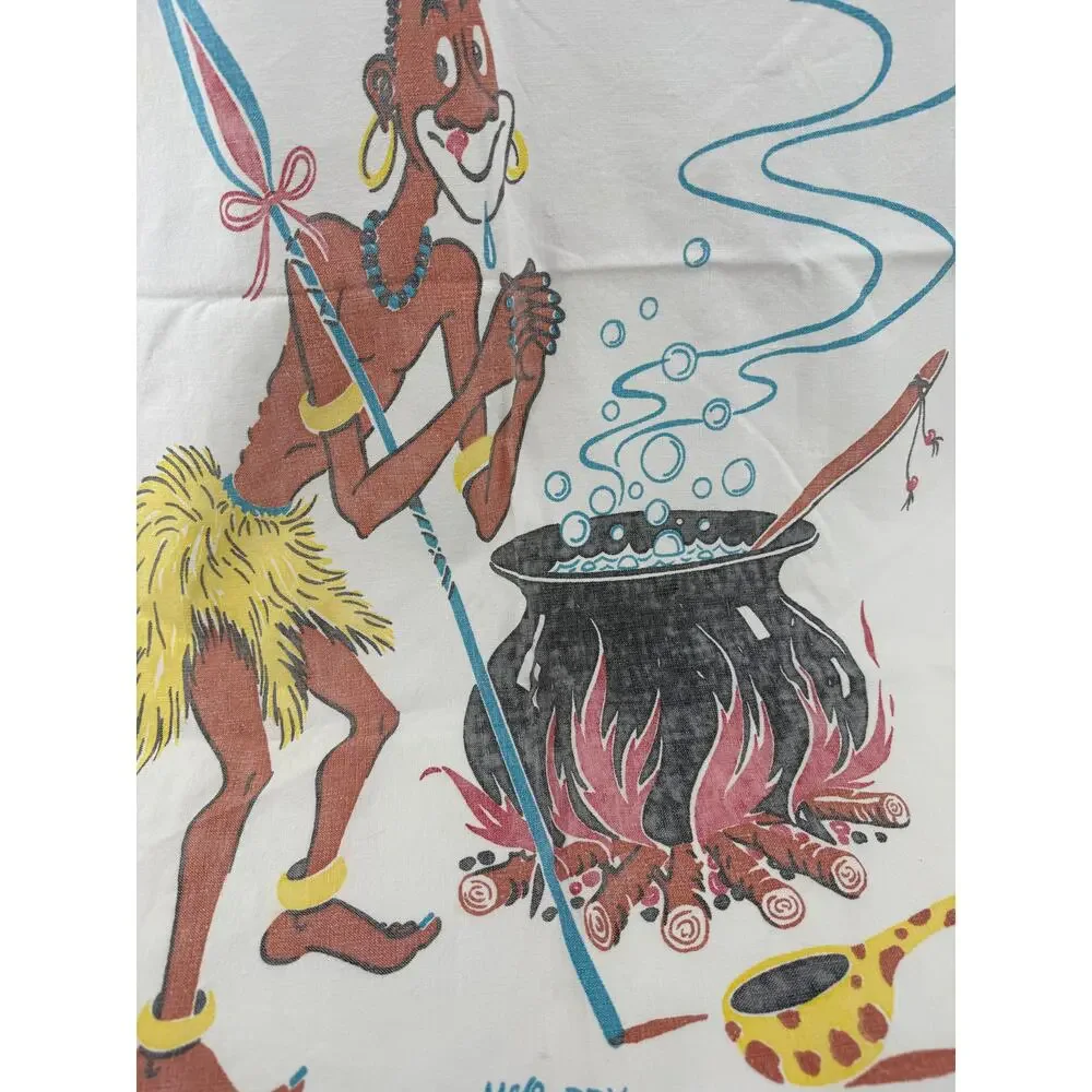Vintage Vernon McQuiddy Art Novelty Kitchen Apron Mid Century Graphic